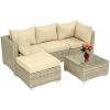 Patio Furniture Set 5 Pieces Wicker Outdoor Conversation Set All-Weather Sectional Patio Sofa with Water Resistant Thick Cushions and Coffee Table for