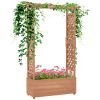 Outsunny Raised Garden Bed with Arch Trellis for Vine Climbing Plants, Hanging Flowers