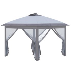 Outsunny 11' x 11' Pop Up Canopy, Instant Canopy Tent with Solar LED Lights, Remote Control