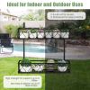 Flower Pot Holder with Adjustable Hooks and 2 Planter Baskets