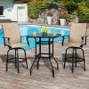 Wrought Iron Glass High Bar Table Patio Bar Table Black