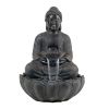 24x20.5x34" Dark Gray Buddha Statue Water Fountain, Indoor Outdoor Polyresin Fountain with Light