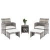 5pcs 2 Chairs 2 Footstools 1 Coffee Table Combination Sofa Gray Gradient