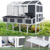 Chicken Coop with Chicken Run, Chicken Coops for 10 Chickens Outdoor with Nesting Boxes , Wooden Walk-in Chicken House with Pull Out Trays