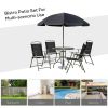 Outsunny 6 Piece Patio Dining Set for 4 with Umbrella, Outdoor Table and Chairs with 4 Folding Dining Chairs & Round Glass Table for Garden