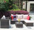 Rattan Patio Furniture Set Wicker Sofa Cushioned Sectional Furniture Set Garden Patio Sofa Set (4 Pieces, Brown)