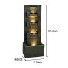 39.3inches High Concrete Modern Water Fountain with LED Lights for Home Garden Backyard Decor