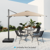 Patio Umbrella Base with Wheels, Square Outdoor Umbrella Stand for Cantilever Offset Umbrella, Water & Sand Filled, 440lbs Weight Capacity - Black