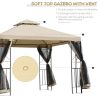 Outsunny 10' x 10' Patio Gazebo with Corner Shelves, Outdoor Gazebo Canopy Shelter with Netting, and Vented Roof, for Garden, Lawn, Backyard and Deck