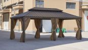 12*20FT patic gazebo; alu gazebo with steel canopy; Outdoor Permanent Hardtop Gazebo Canopy for Patio;  Garden;  Backyard