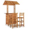 3 Piece Patio Bar Set Solid Wood Acacia