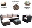 Rattan Patio Furniture Set Wicker Sofa Cushioned Sectional Furniture Set Garden Patio Sofa Set (4 Pieces, Brown)