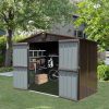 Outdoor Storage Shed 10'x8', Metal Tool Sheds Storage House with Lockable Double Door,Large Bike Shed Waterproof for Garden,Backyard,Lawn(Brown)