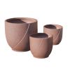 Garden Patio Faux Cement Pattern Planters Set of 3 with Drainage Holes