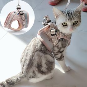 Fashion Plaid Cat Harnesses for Cats Mesh Pet Harness and Leash Set Katten Kitty Mascotas Products for Gotas Accessories (Color: Black Mesh)