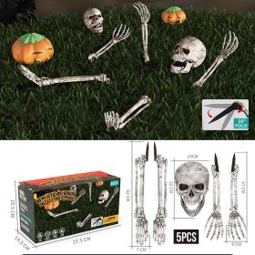 Realistic Skeleton Stakes Halloween Decorations Scary Skull Skeleton Hand Bone For Yard Lawn Stake Garden Graveyard home decor (Color: Style B)