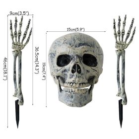 Realistic Skeleton Stakes Halloween Decorations Scary Skull Skeleton Hand Bone For Yard Lawn Stake Garden Graveyard home decor (Color: Style A)