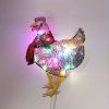 1pc Glowing Chicken Garden And Yard Decoration Card, Scarf Chicken, Christmas And Halloween Day Decoration Lights, Battery Powered (No Plug)