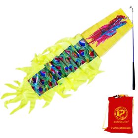 3 Meters (9.8 FT) Golden Scale Silk Dragon POI Outdoor Flinging Wind Spinners & Fitness Dragon Dance Wu Long 3D dragon Ribbon Streamer with Fiberglass (Red Gold Dragon: Holographic Green)