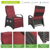 Outdoor Adjustable Wicker Recliner with Flip Table