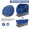 Outdoor Patio Furniture Set Daybed Sunbed with Retractable Canopy Conversation Set Wicker Furniture Sofa Set