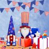 4th of July Patriotic Gnome Decorations;  Mr & Mrs USA Swedish Tomte Gnomes Plush Table Ornaments